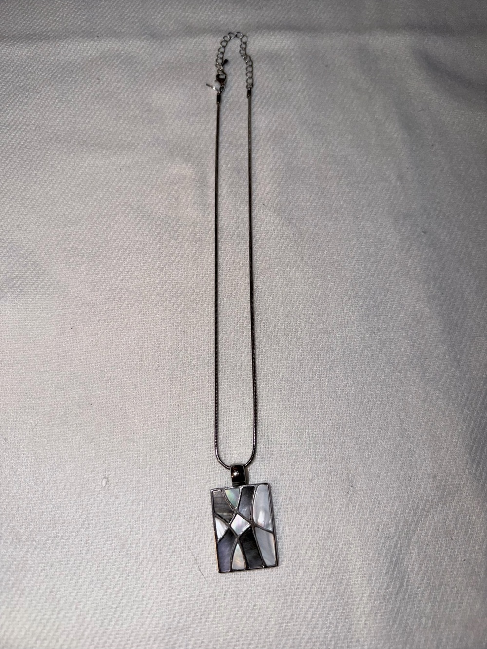 Lia Sophia Silver-Tone Mother of Pearl Mosaic Pendant Necklace